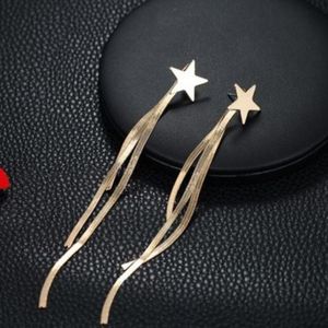 Gold Drop Pentagram Star Post Earrings